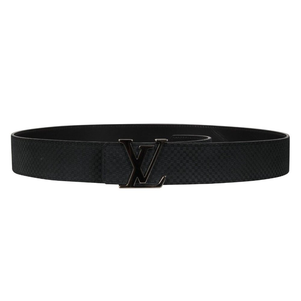 Louis Vuitton Mens Mini Damier 40mm LV Initials Belt Blue Suede Size 100 40